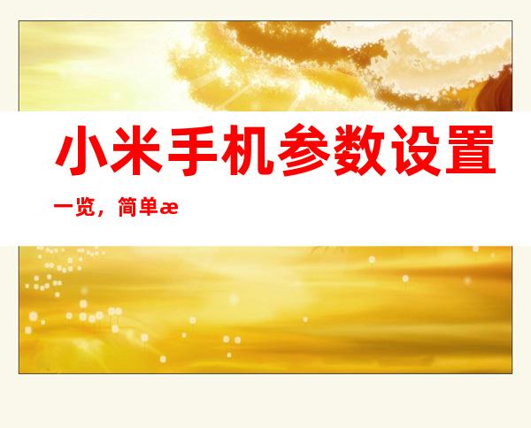 小米手机参数设置一览，简单明了找所在